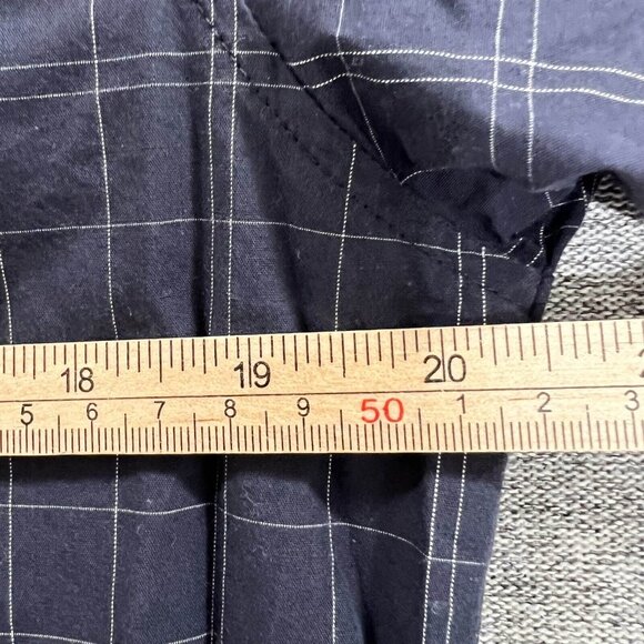 Wayne Gretzky Button Down Shirt Men Size M Navy Blue Window Pane Short Sleeve - Picture 8 of 12